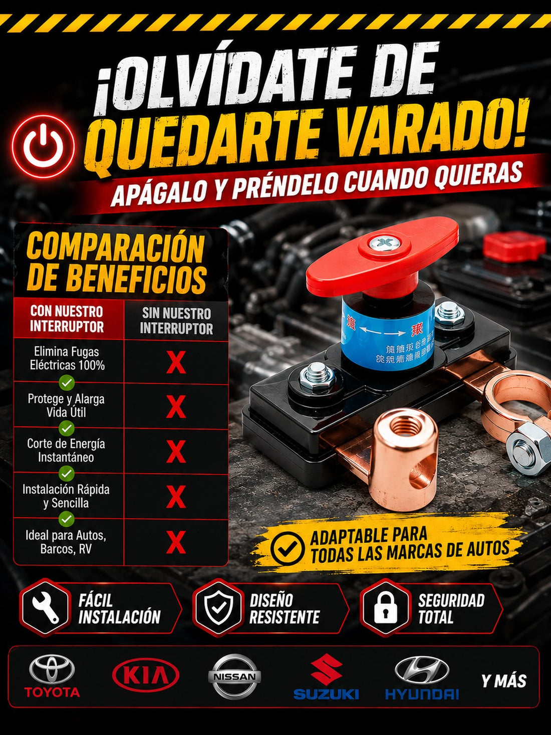 Corta Corriente Antirrobo para Batería 12V / 24V