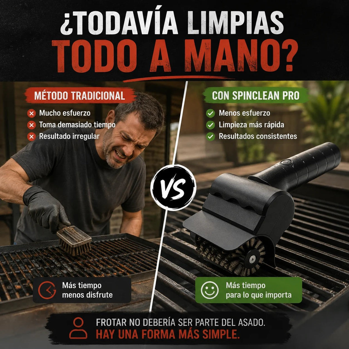 SpinClean Pro — Cepillo Eléctrico para Parrilla, 1.100 RPM 🔥 1