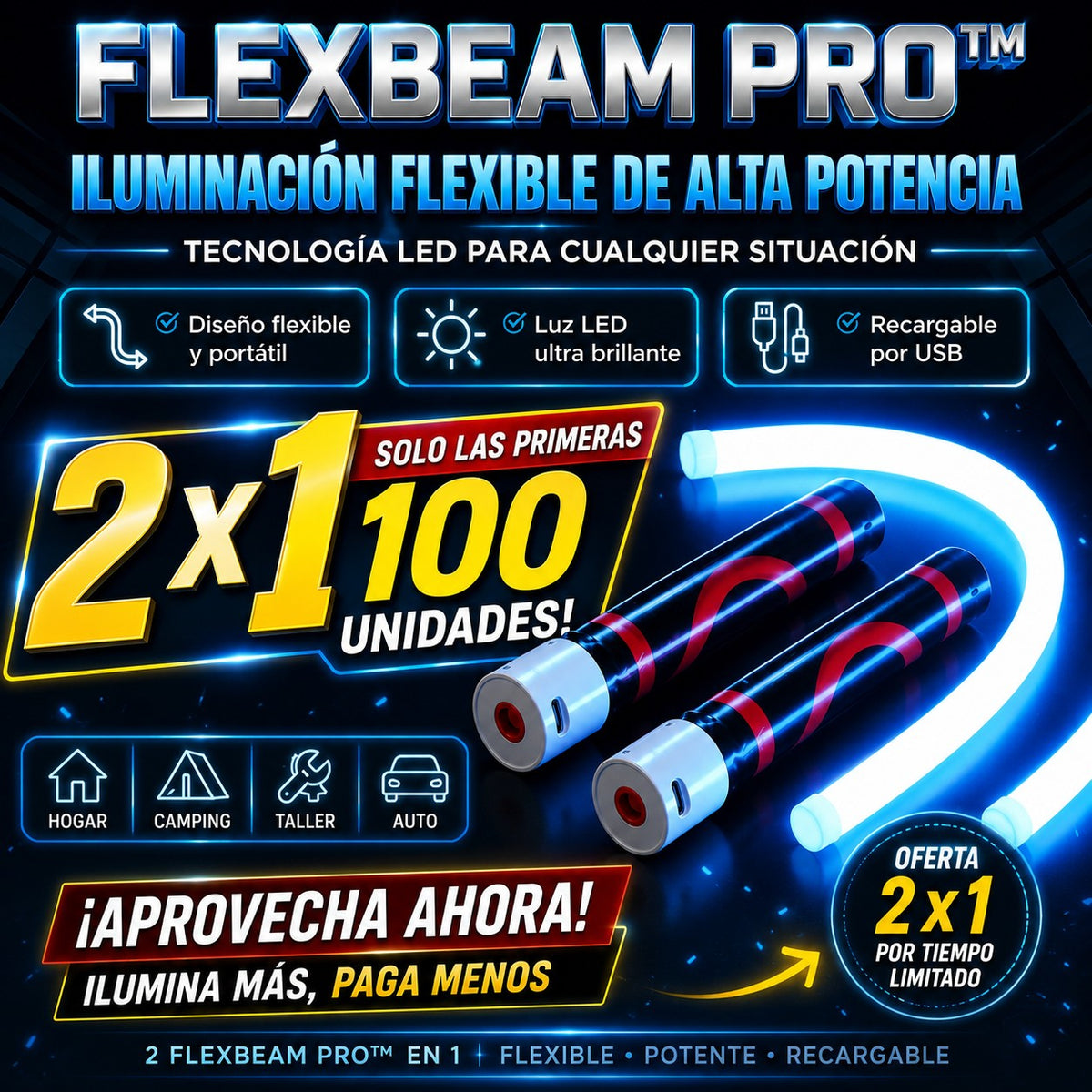 LumaFlex LED PRO — Barra de Luz Flexible Recargable (2x1) 💡 1