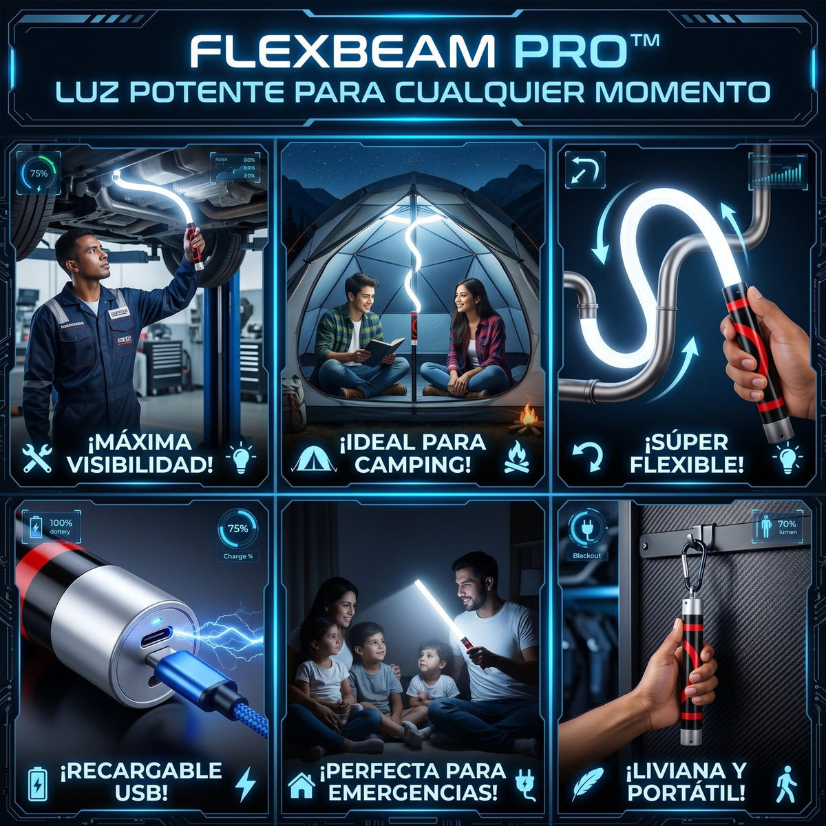 LumaFlex LED PRO — Barra de Luz Flexible Recargable (2x1) 💡 3
