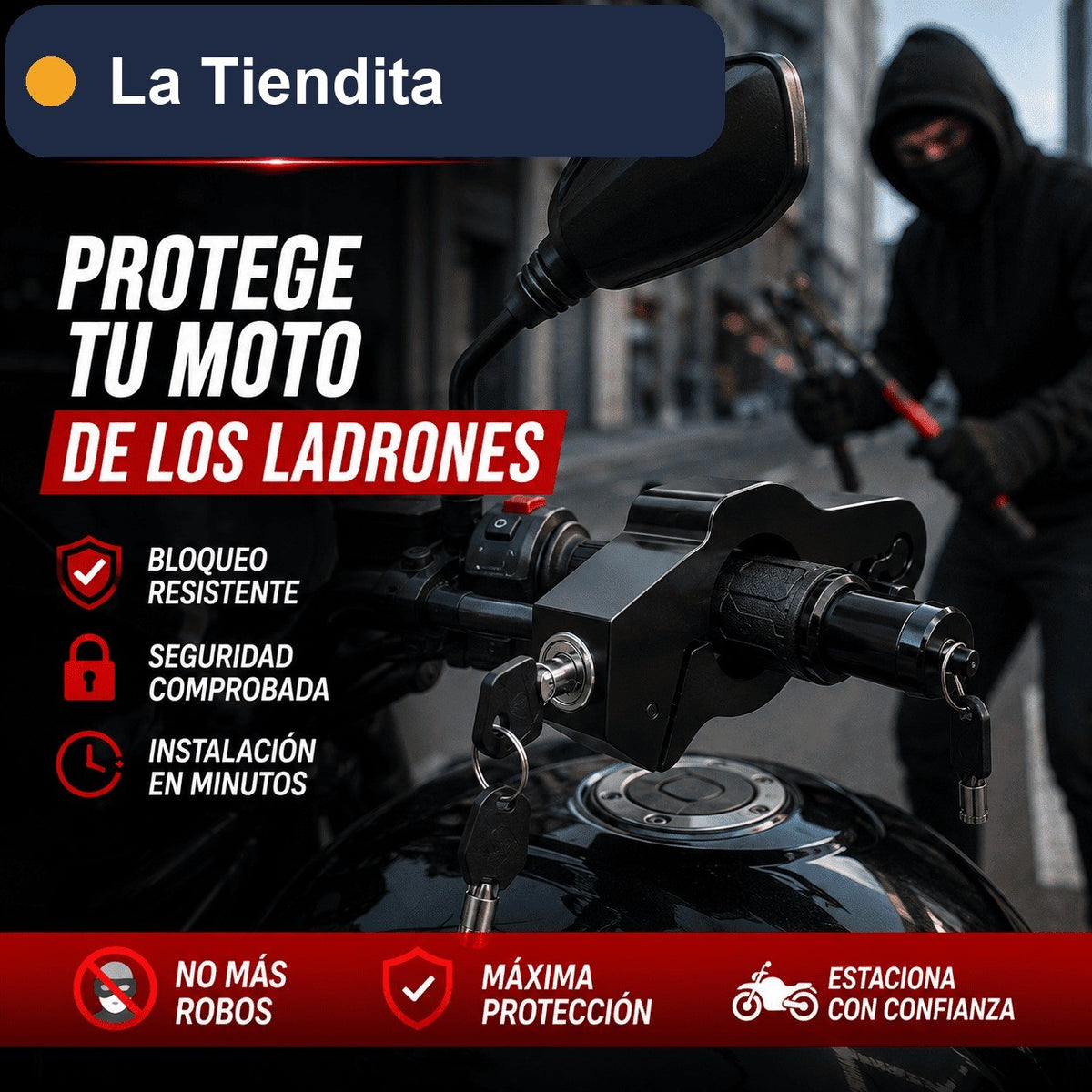 Candado de Manillar para Moto — Bloquea el Freno con Llave 🔒 — 4