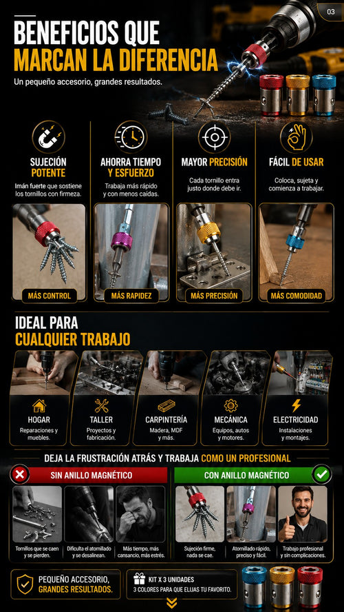 Anillo Magnético para Destornillador — Que No Se Te Caiga Ni Un Tornillo 🔩 6