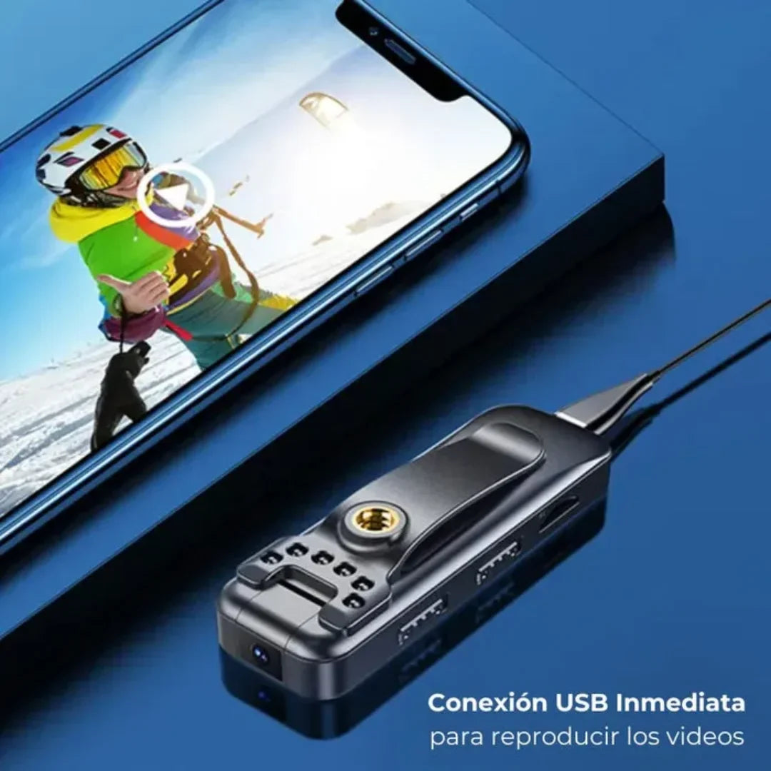 Mini Cámara Portátil 1080P con Visión Nocturna — Graba Manos Libres
