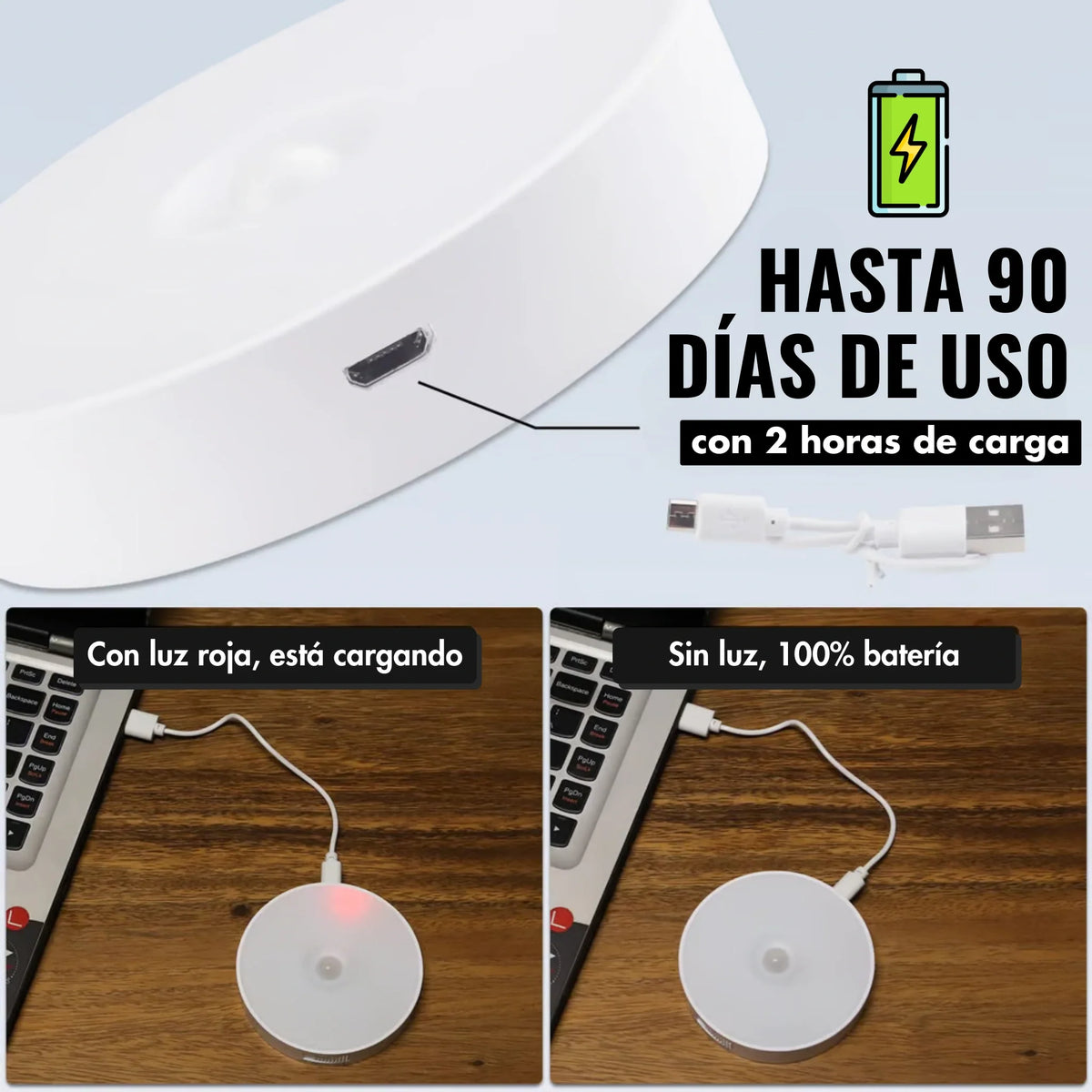Foco LED Recargable con Sensor de Movimiento — Luz Automática Sin Cables