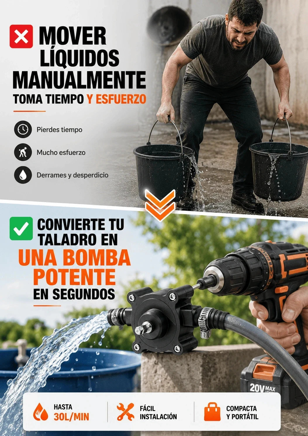 Mini Bomba de Agua Portátil para Taladro