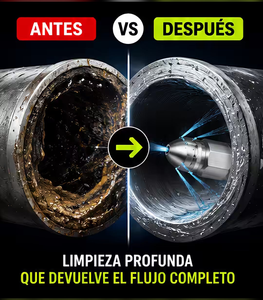 Boquilla Destapa Tuberías 💦 7 Chorros a Presión, Sin Químicos — 5