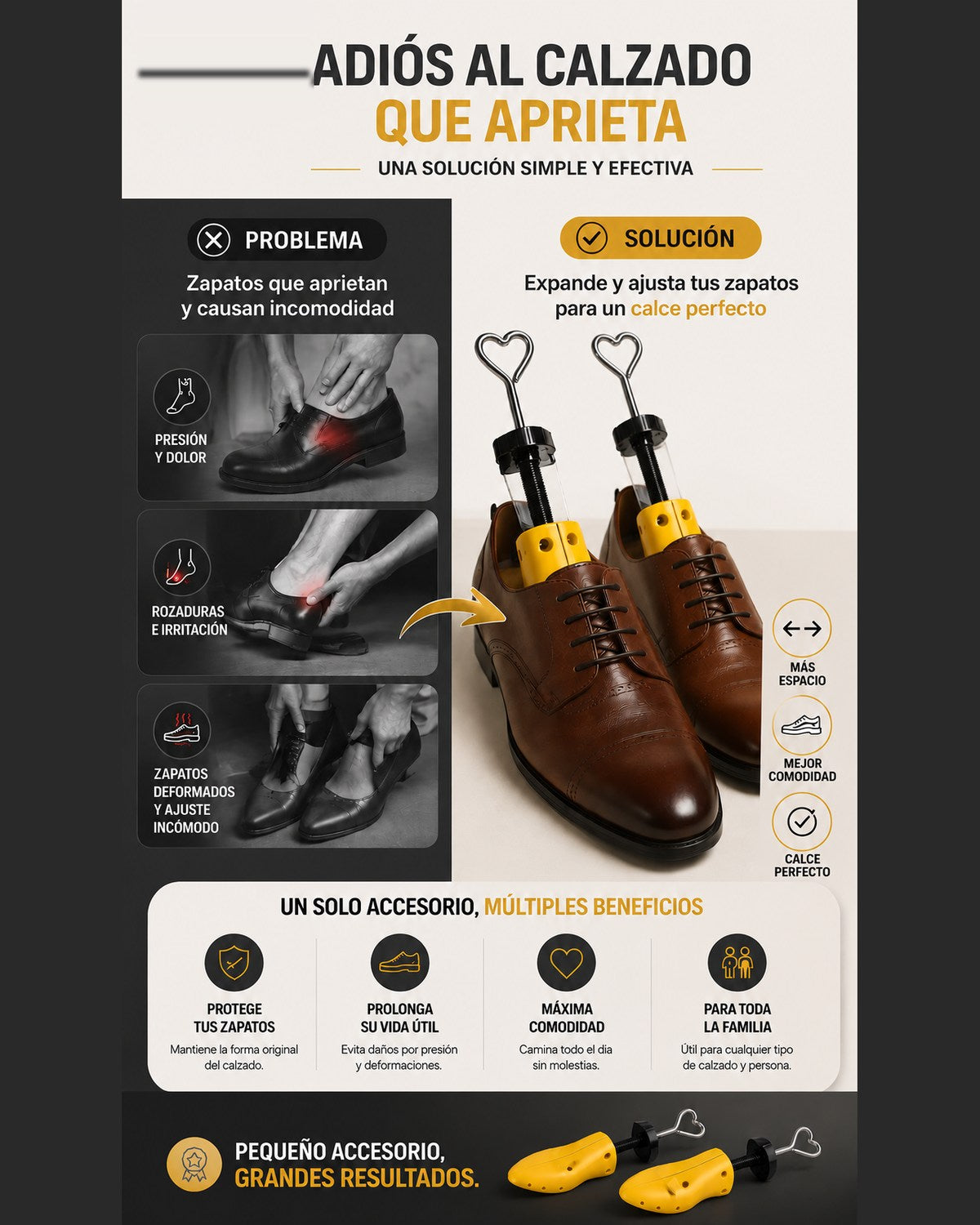 Expansor de calzado ajustable, par de hormas