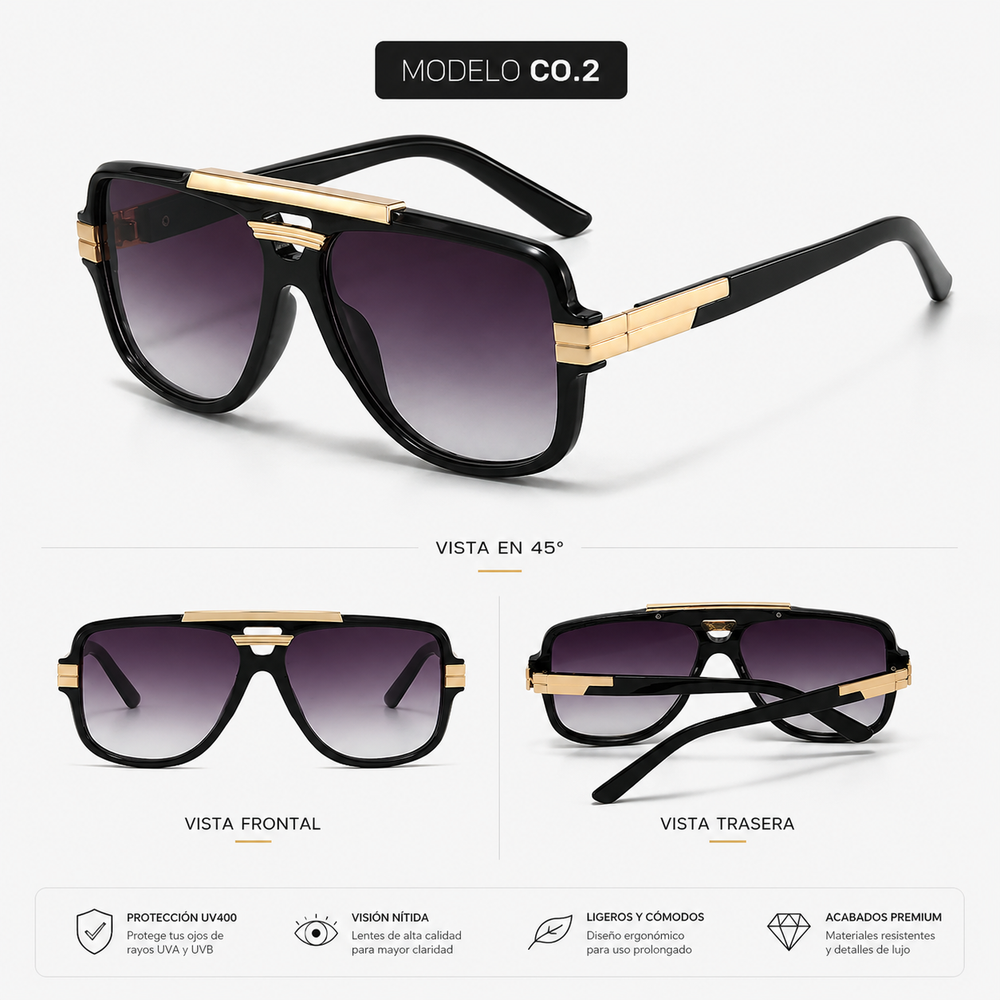 Gafas de Sol Elegant 2x1 — Diseño Piloto Retro UV400 😎