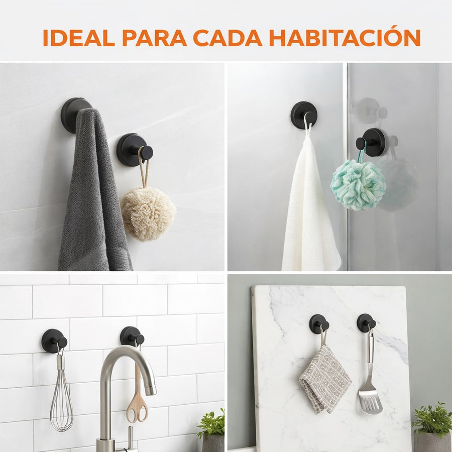 Set de 4 Ganchos Adhesivos Matte — Sin Taladro, Aguantan hasta 8 kg 🪝