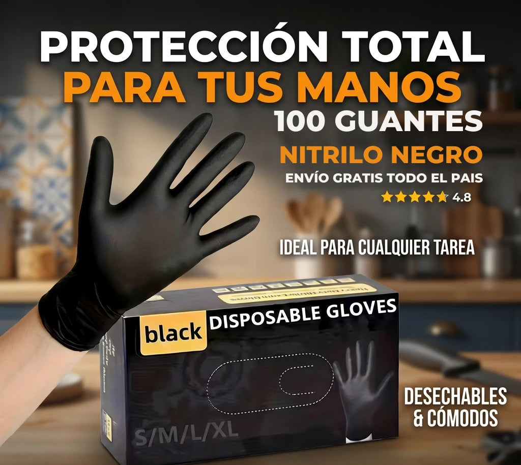 Guantes de Nitrilo Negro Texturizado — Caja x100 Unidades 🧤