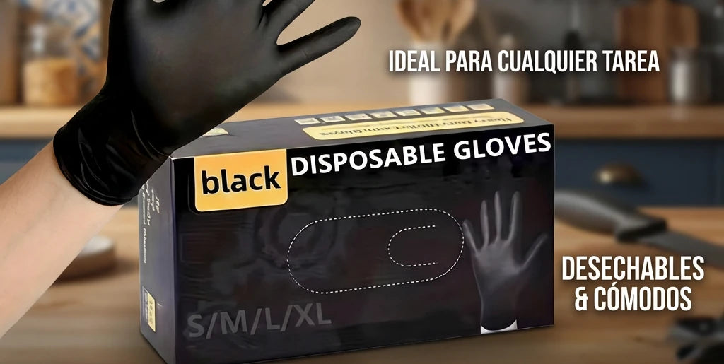 Guantes de Nitrilo Negro Texturizado — Caja x100 Unidades 🧤