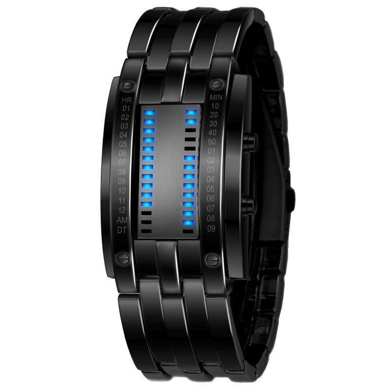 Reloj Binario Futurista — Pantalla LED Azul · Diseno Unico de Acero ⌚