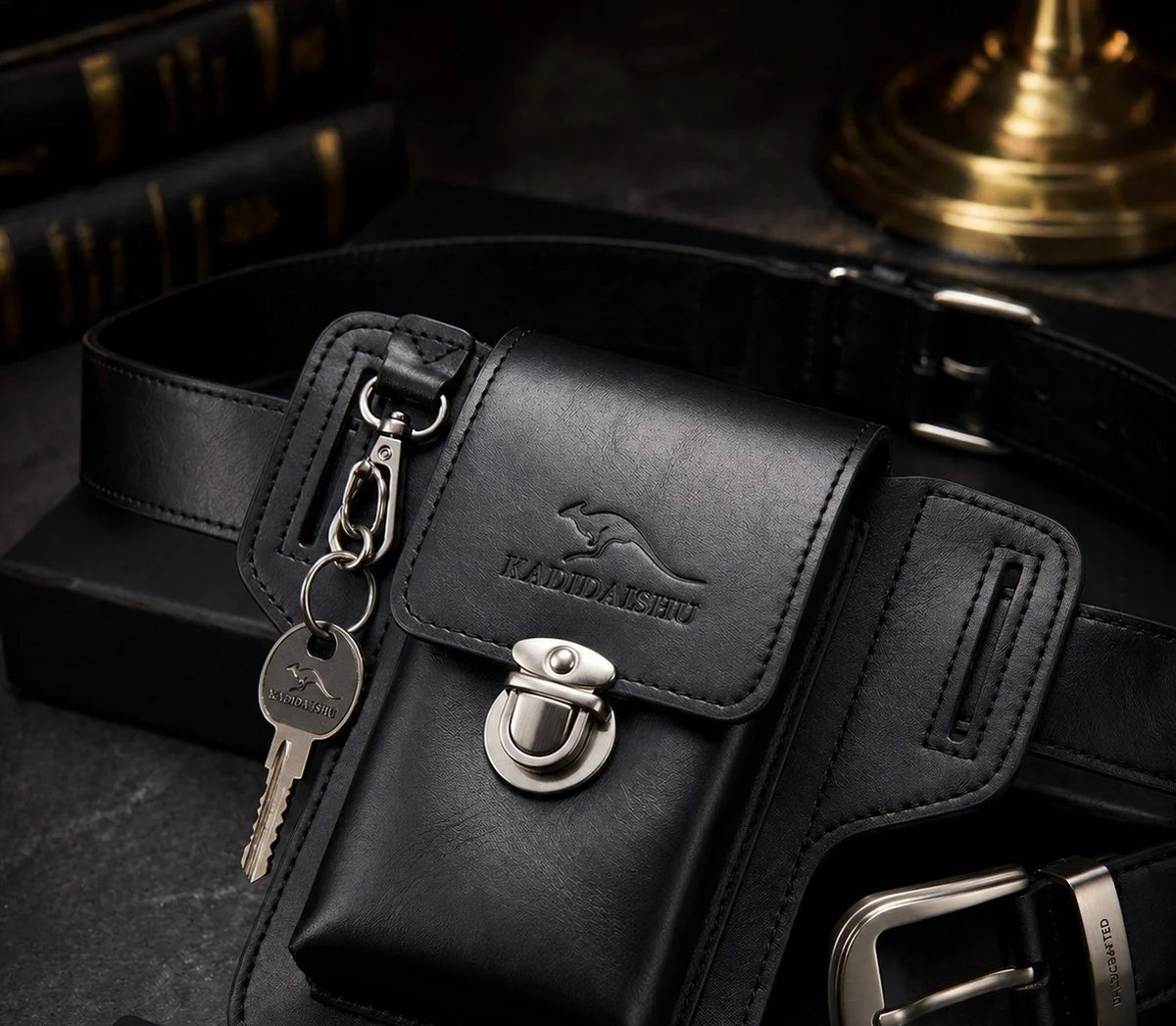 Bolsa de Cinturón de Cuero — Cangurera para Celular y Llaves