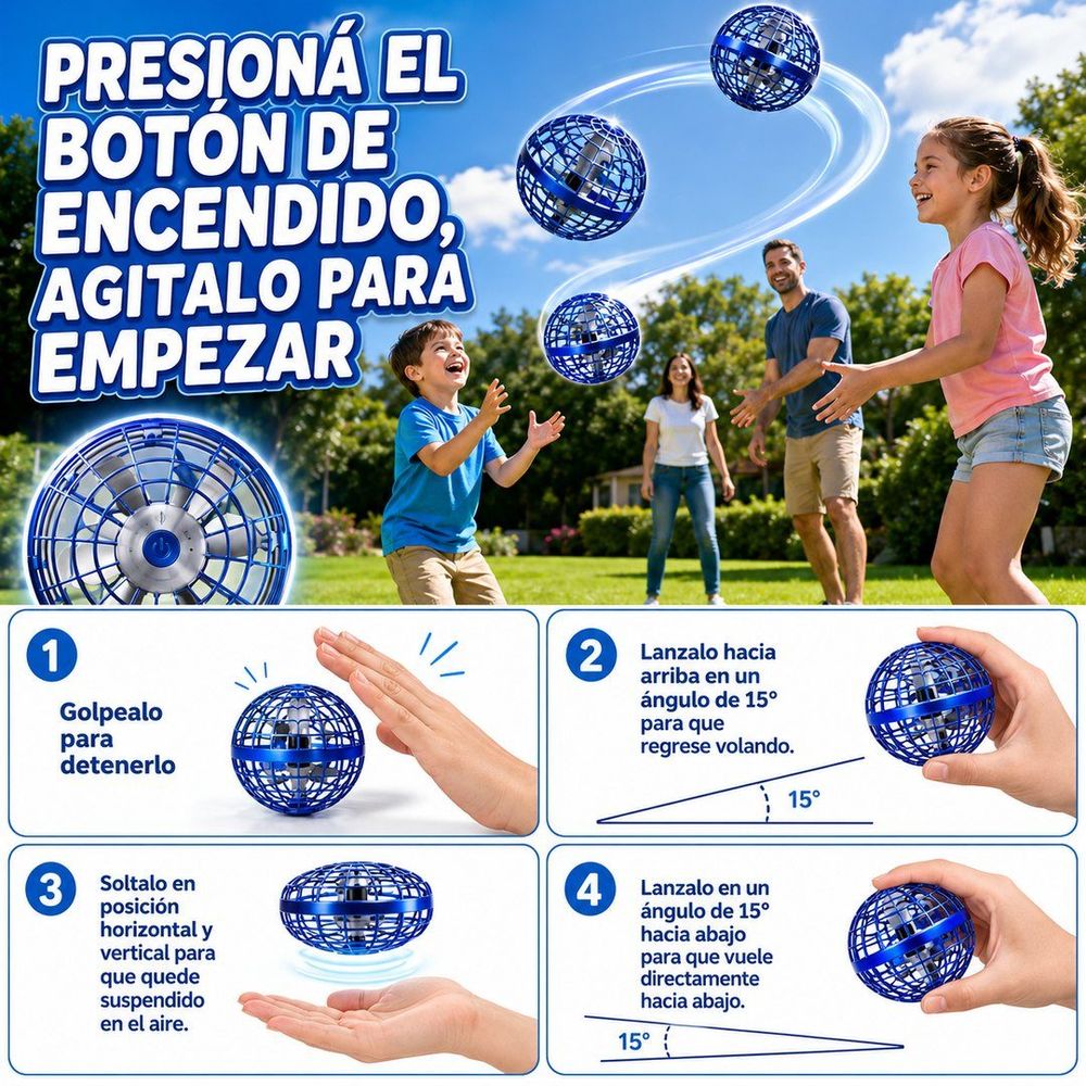 Pelota Voladora Spinner RGB — Vuelve a tu Mano, Luces LED ✨