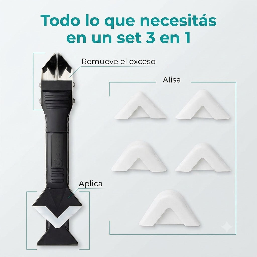 Herramienta 3 en 1 para Silicona y Lechado — Acabados Perfectos 🛠️