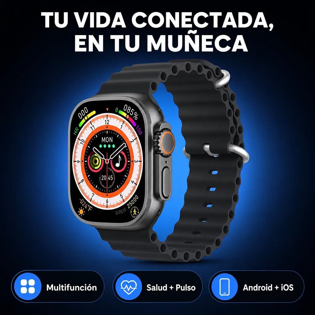 Smartwatch Ultra Series — Llamadas Bluetooth, Pulso y 2 Mallas ⌚