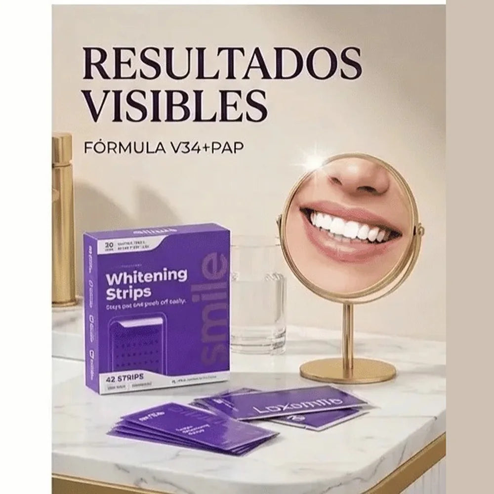 Tiras Blanqueadoras Dentales — 42 Tiras (Fórmula V34 + PAP)