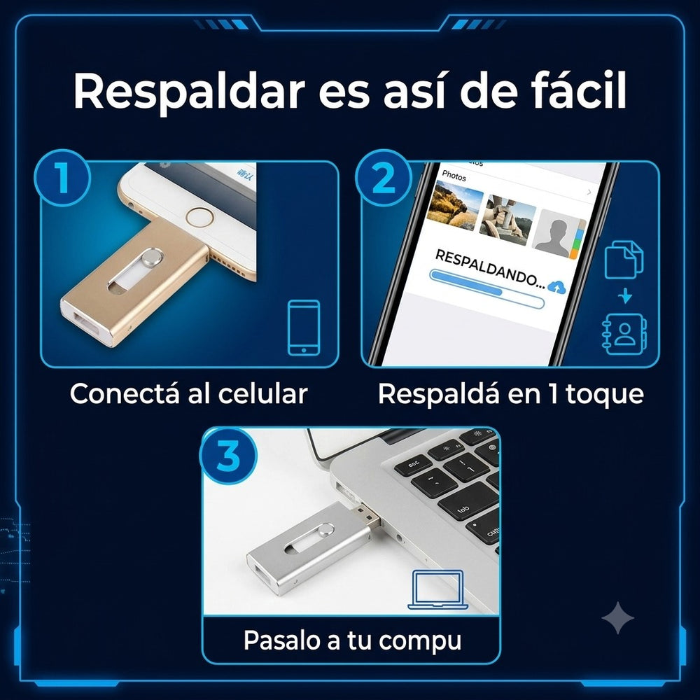 USB Backup para Celulares — Respalda Fotos y Contactos al Instante 📱